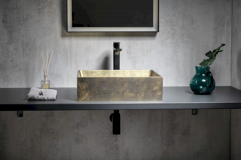 FORMIGO betonové umyvadlo na desku, 47,5x36,5cm, zlato mat FG118