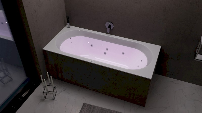 VIVA B hydromasážní vana, 175x80x47cm, Highline Hydro-Air, chrom 88119.6010