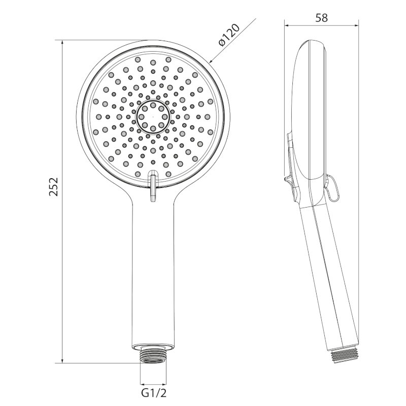 Ruční masážní sprcha, 3 režimy sprchování + režim oplach, silikon trysky, průměr 120mm, ABS/černá mat 1204-51B