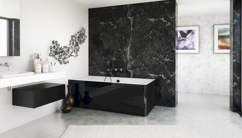 MARLENE CURVE L MONOLITH obdélníková vana 175x75x63cm, bílá/černá 72034MCLB