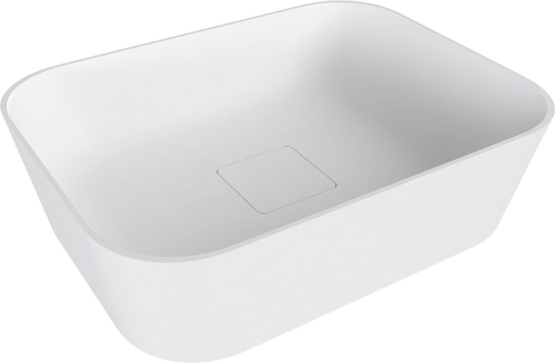 BANERA SQUARE umyvadlo na desku, litý mramor, 50x36cm, bílá mat 14596MAT