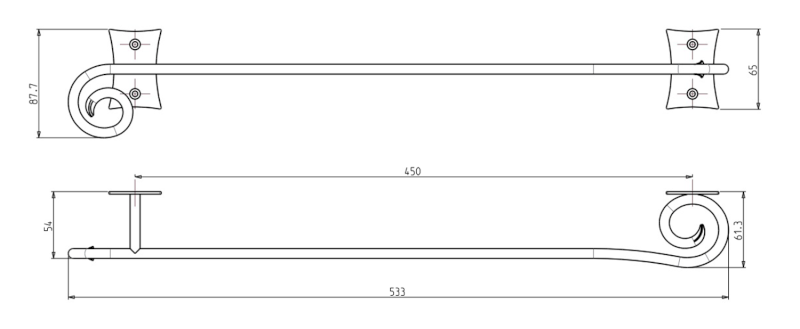 REBECCA držák ručníků 450mm, černá CC420