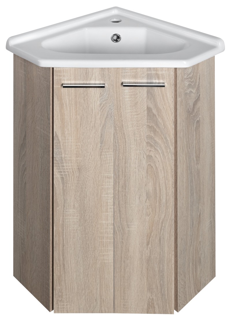 ZOJA umyvadlová skříňka rohová 39x74x39 cm, dub platin 50344