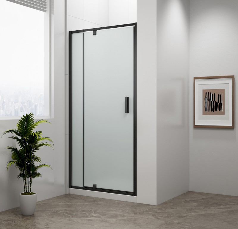 EASY BLACK sprchové dveře otočné 760-900mm, sklo Brick EL1638B