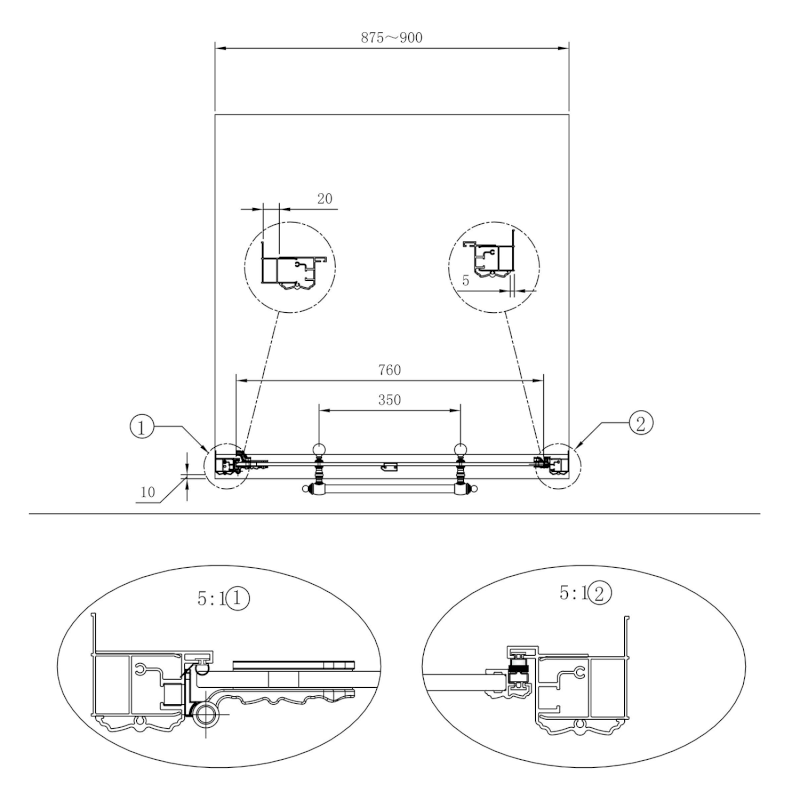 ANTIQUE sprchové dveře otočné, 900mm, levé, ČIRÉ sklo, bronz GQ1290LC