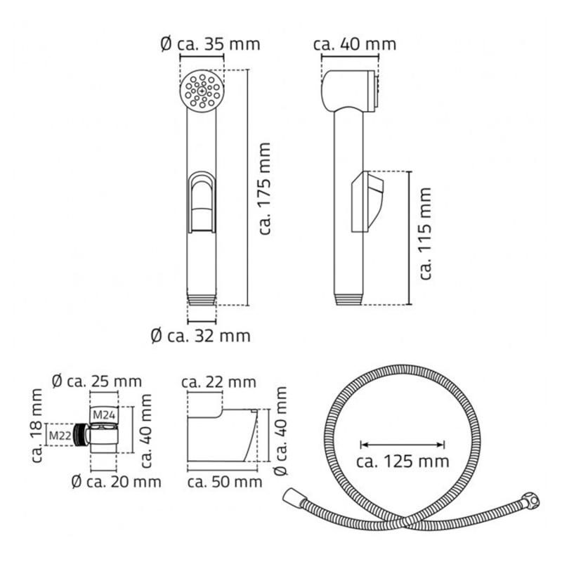 LYON sprchový set pro vodovodní baterii F22x1 a F24x1, chrom A120500