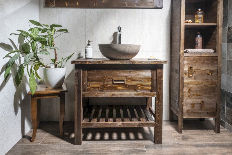 BRAND umyvadlová skříňka 80x73x50cm, mořený smrk BA083S