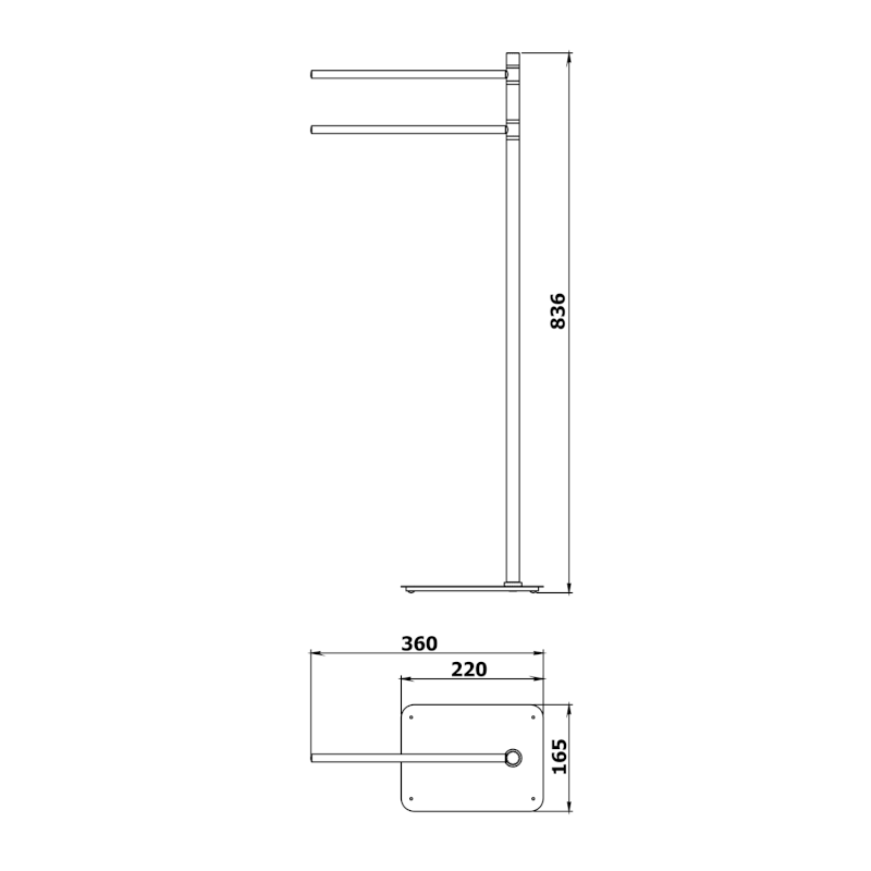 ARTU stojan na ručníky, hranatý, chrom 1131