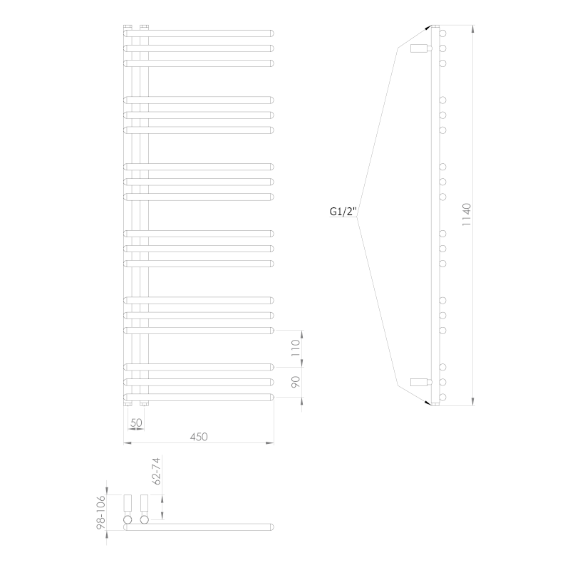 POSEIDON otopné těleso 450x1140mm, bílá PS411