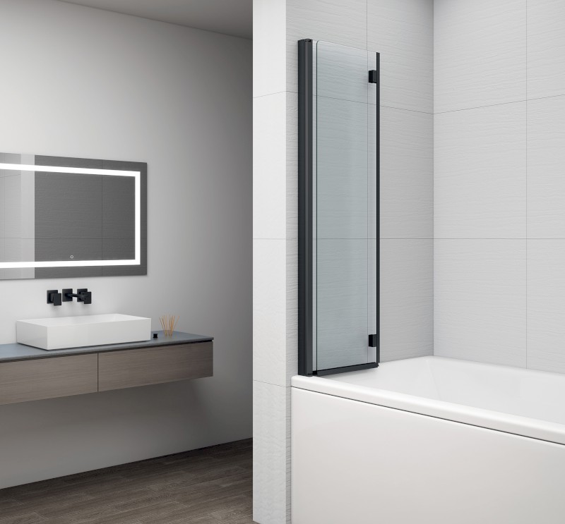 ROTA BLACK vanová zástěna skládací 900mm, čiré sklo FB900