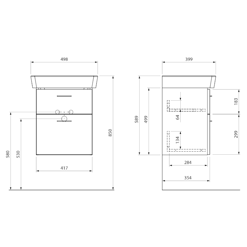 ZOJA umyvadlová skříňka zásuvková 41,5x50x35,5cm, bílá 56374