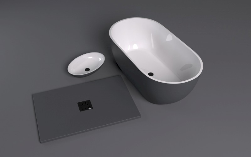 FLEXIA vanička z litého mramoru s možností úpravy rozměru, 100x100cm, antracit mat 71552.51