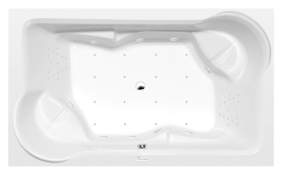 DUO hydromasážní vana, 200x120x45cm, Highline Hydro-Air, chrom 16111.6010