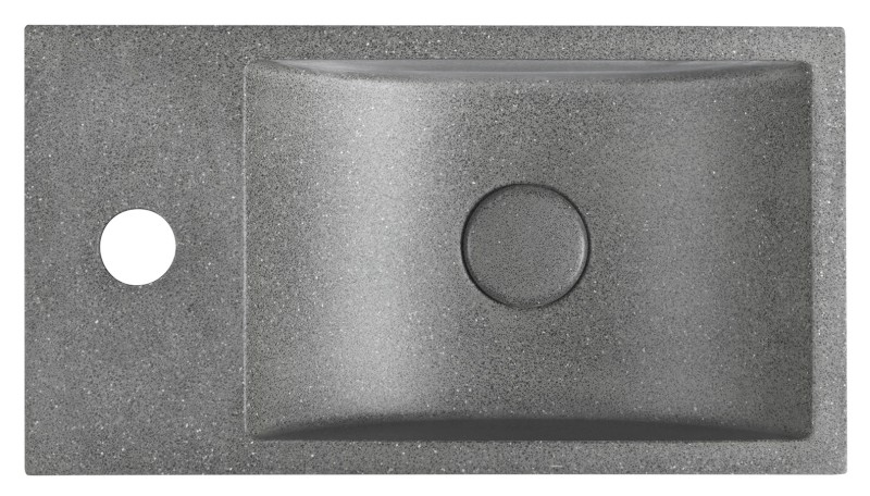 CREST L betonové umývátko, nástěnné, včetně výpusti, 40x22cm, černý granit AR403