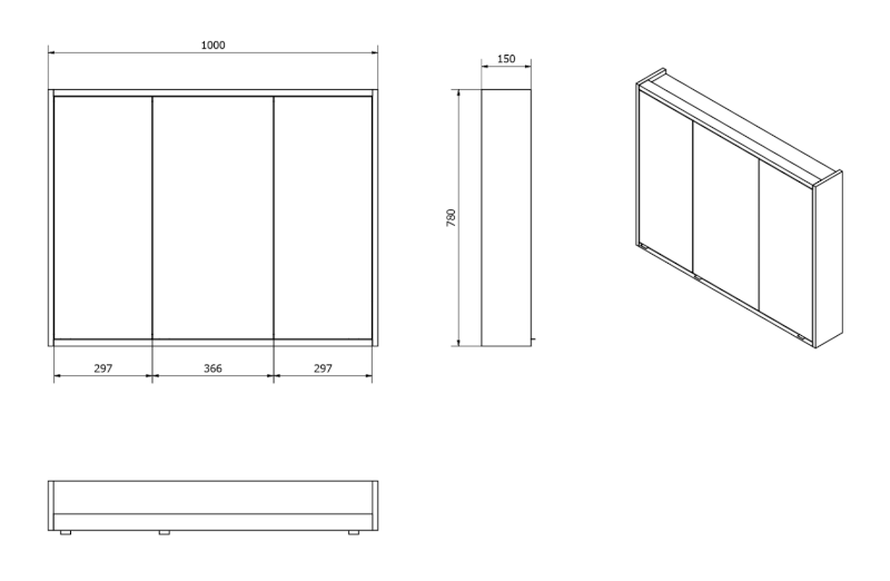 BATU galerka 100x71x15cm, 2x LED osvětlení, bílá lesk 1141130