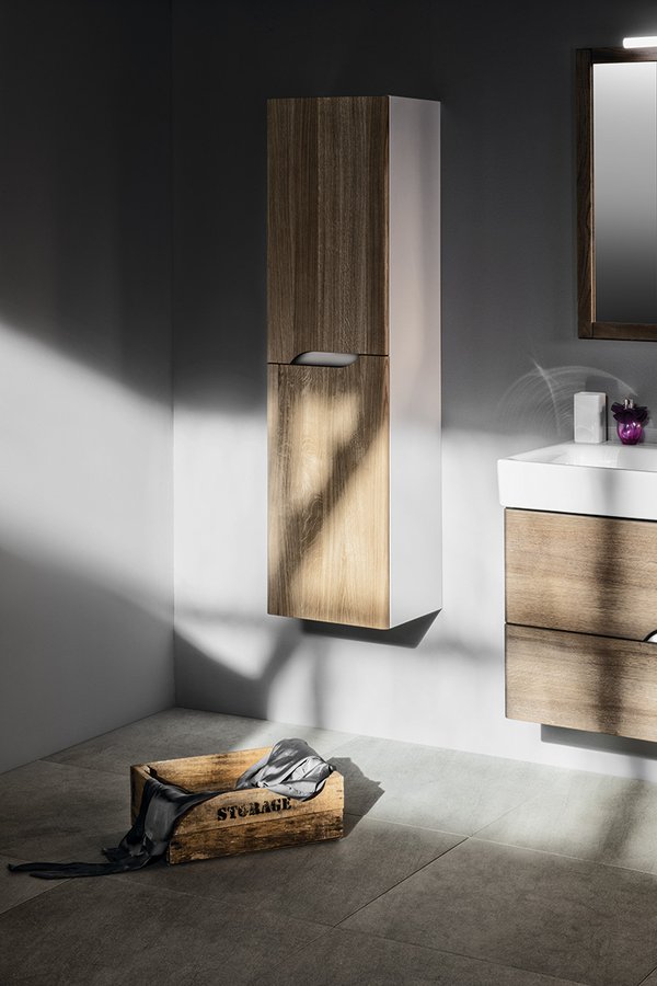 MEDIENA skříňka vysoká 35x140x30cm, 2x dvířka, levá/pravá, bílá mat/dub graphite MD351