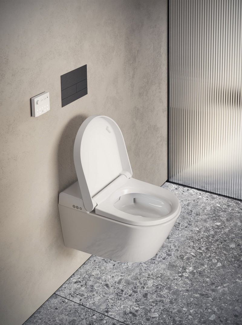 WCLEAN závěsné WC Swirlflush s integrovaným elektronickým bidetem, bílá Extraglaze 7418K11