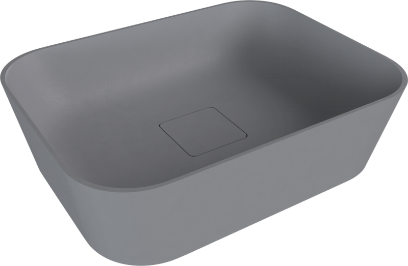 BANERA SQUARE umyvadlo na desku, litý mramor, 50x36cm, šedá mat 14596.31