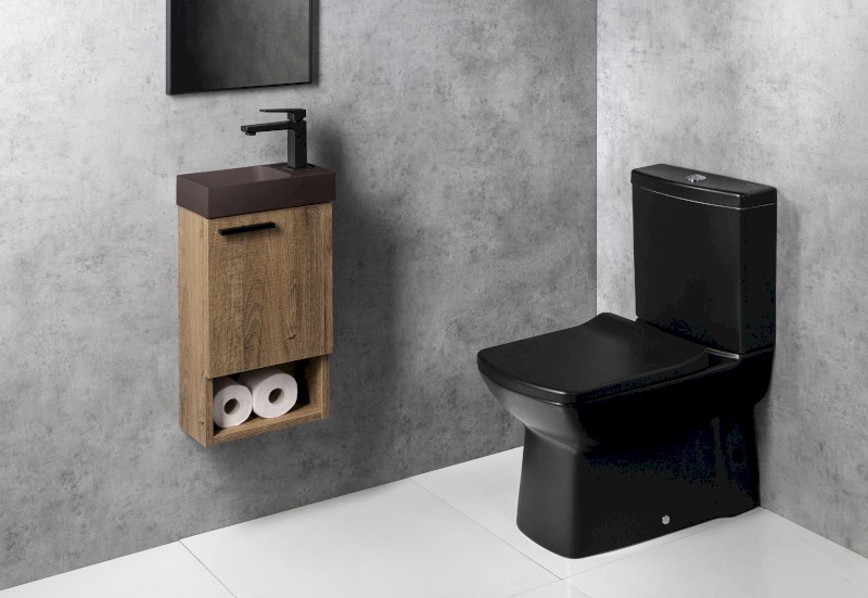 PICCOLINO betonové umývátko 30,8x17cm, baterie vpravo, tmavě hnědá mat PK30515