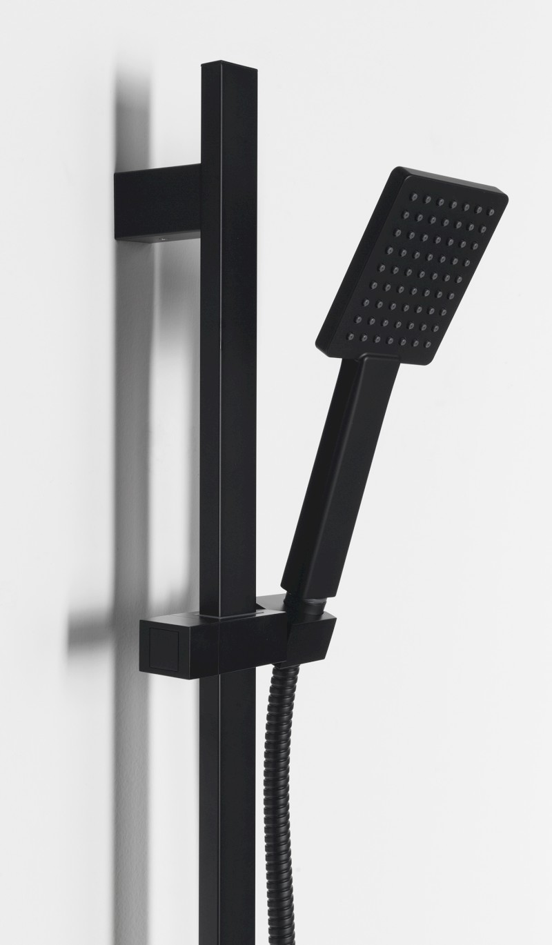 Sprchová souprava hranatá, posuvný držák 700mm, černá mat SC615