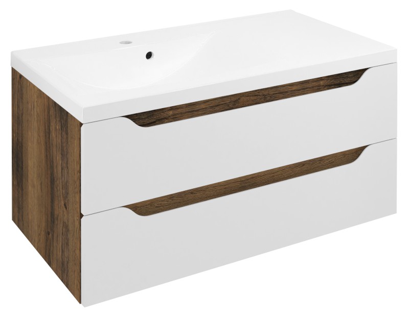 WAVE umyvadlová skříňka 89,7x45x47,8cm, levá, bílá/dub collingwood WA092-3019