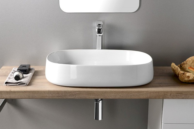 JUMPER keramické umyvadlo na desku, 60x40cm, bílá WH070