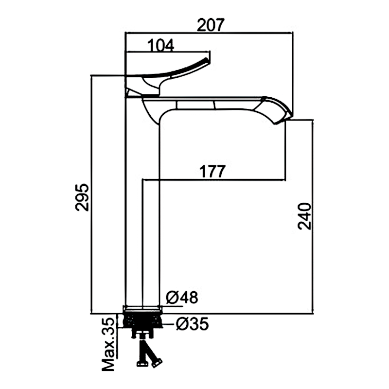 SUGA stojánková umyvadlová baterie vysoká, chrom TJ006