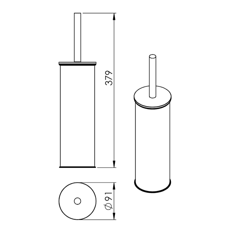 KENTA WC štětka na postavení, černá mat/bambus 1434