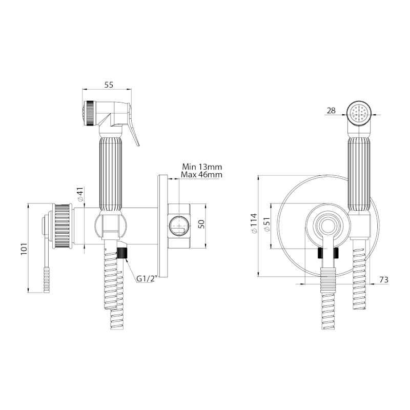VERSI podomítková bidetová baterie se Stop sprškou, chrom RV013