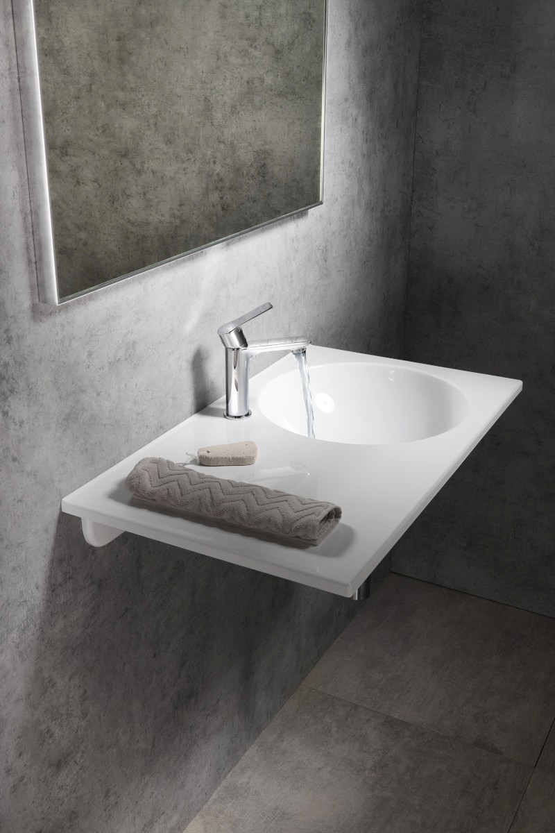 JUNO umyvadlo, litý mramor, 80x47cm, pravé, bílá JU081