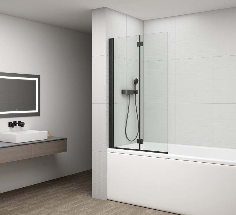 ROTA BLACK vanová zástěna skládací 1200mm, čiré sklo FB120