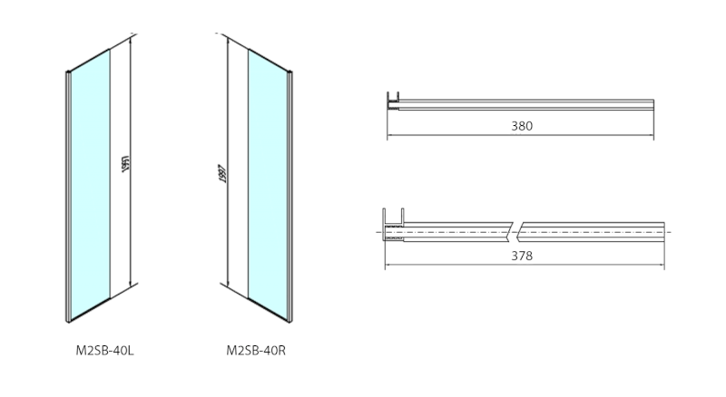 MODULAR SHOWER pevný panel k instalaci na stěnu modulu MS2, 400 mm, levý MS2B-40L