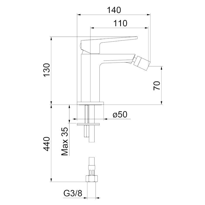 TURSI stojánková bidetová baterie, chrom TI003