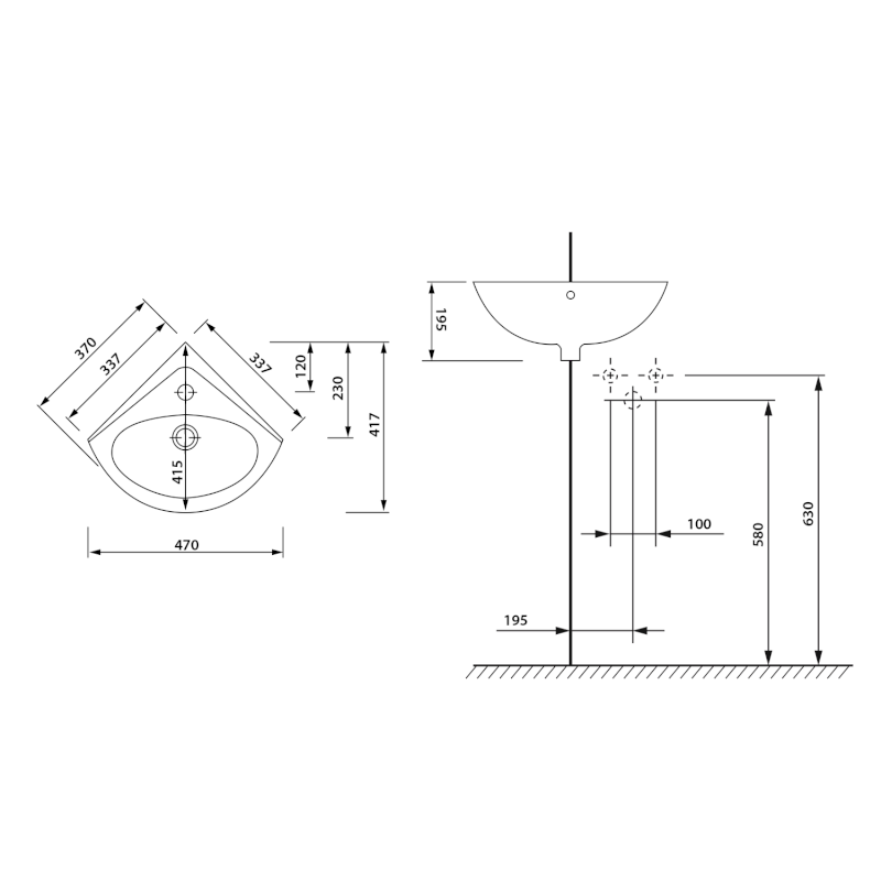 LUIGI keramické umývátko rohové 34x34 cm, bílá FS161