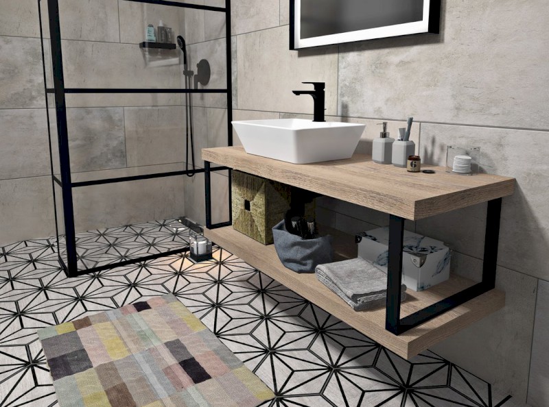 Podpěrná konzole 490x330x40mm, lakovaná ocel, černá mat, 1 ks 30370