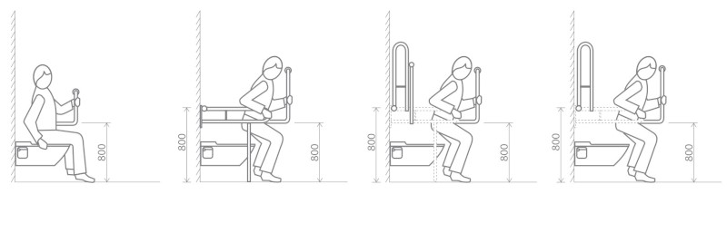 HANDICAP madlo sklopné s opěrnou nohou 600mm, nerez lesk XH521