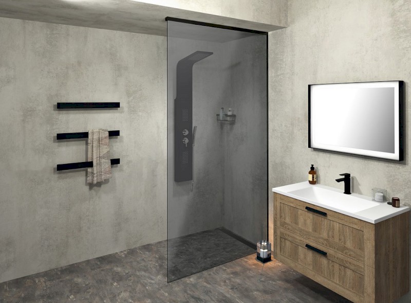 ARCHITEX sada pro neviditelné uchycení skla, podlaha-stěna-strop, 1615x2600mm, černá mat AX2516B