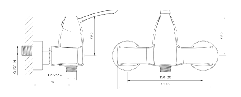 DREAMART nástěnná sprchová baterie, chrom DA011