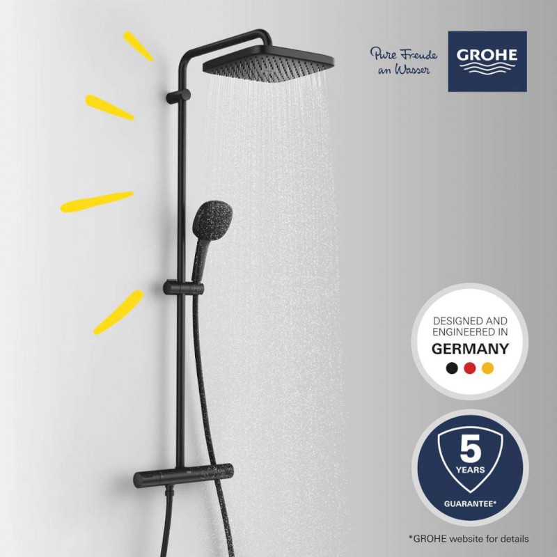 Vitalio Comfort Sprchový set s termostatem, 25x25 cm, 2 proudy, matná černá GROHE 266962431