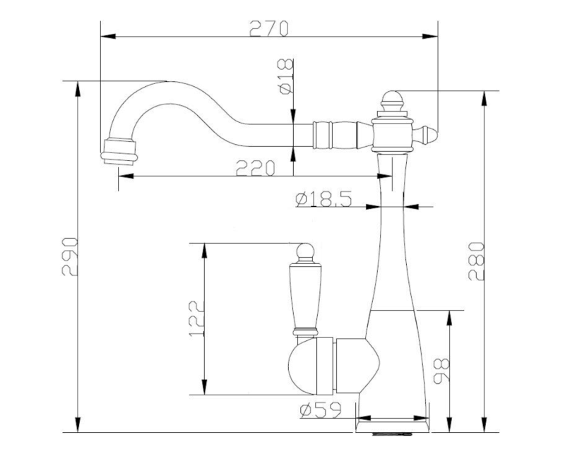 KAYRA stojánková dřezová baterie, bronz K1053