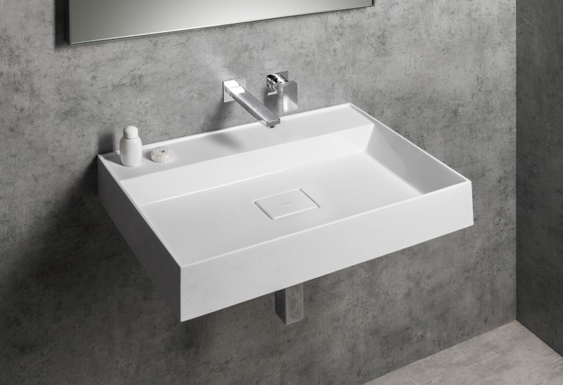 GODIVA umyvadlo, litý mramor, 68x44cm, bez otvoru, bílá GU068-0