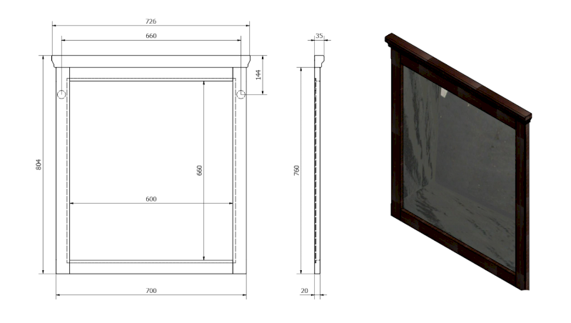 CROSS zrcadlo v dřevěném rámu 70x80cm, buk CR312