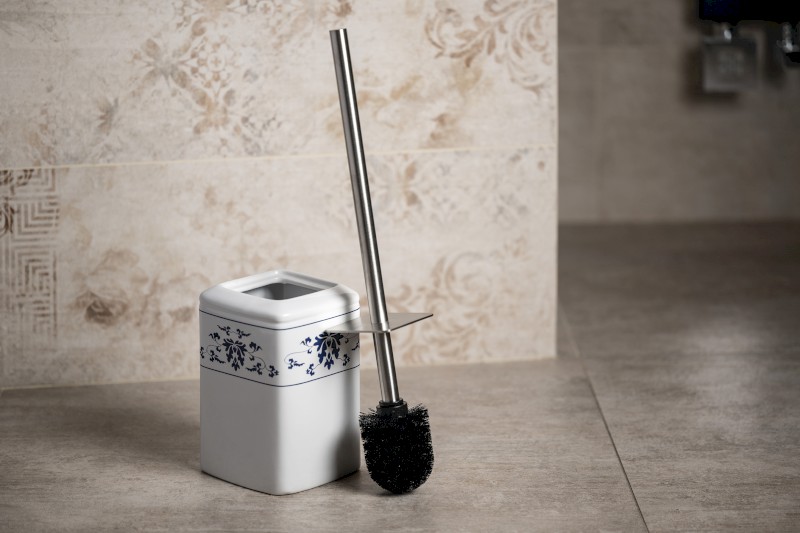 CIXI WC štětka na postavení, porcelán, bílá/modrá CX3389