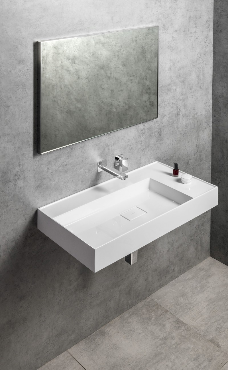 GODIVA umyvadlo, litý mramor, 83x44cm, bez otvoru, bílá GU083L-0