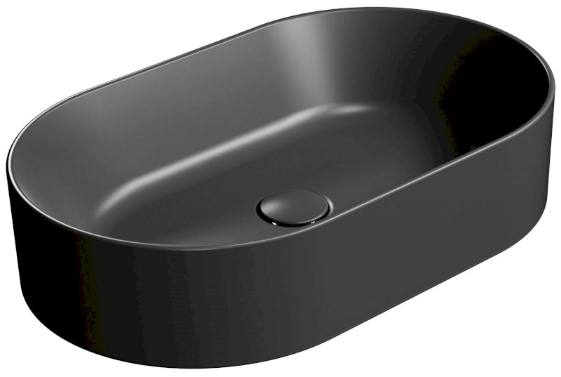 KUBE X keramické umyvadlo na desku, 60x37cm, oválné, černá mat 945826