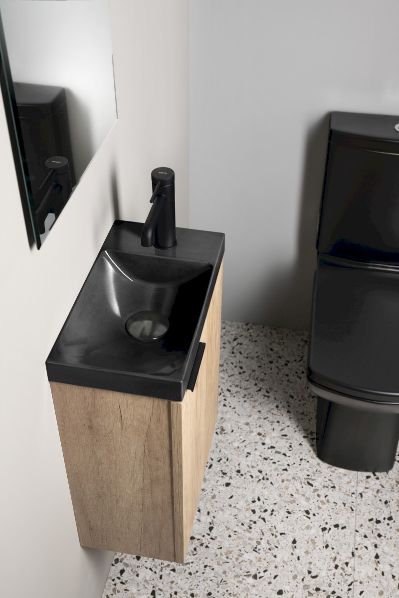 AGOS betonové umývátko 40x22cm, levé/pravé, antracit pololesk AS40016