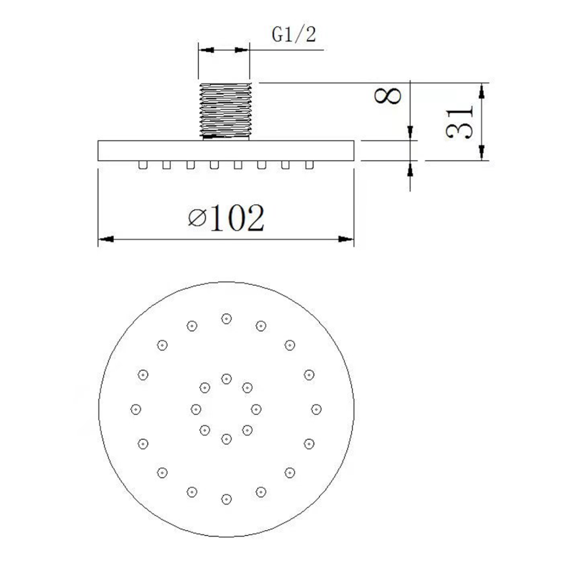 Pevná nástěnná sprška kulatá, chrom AQ741