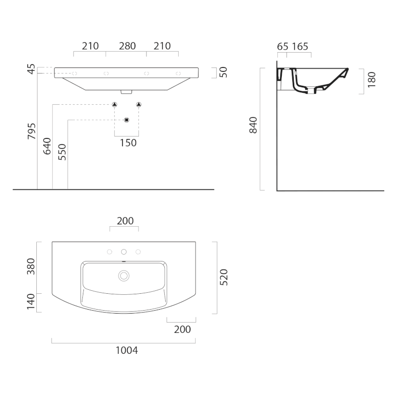 NORM keramické umyvadlo 100x52cm, oblé, BEZ OTVORU, bílá ExtraGlaze 8643011