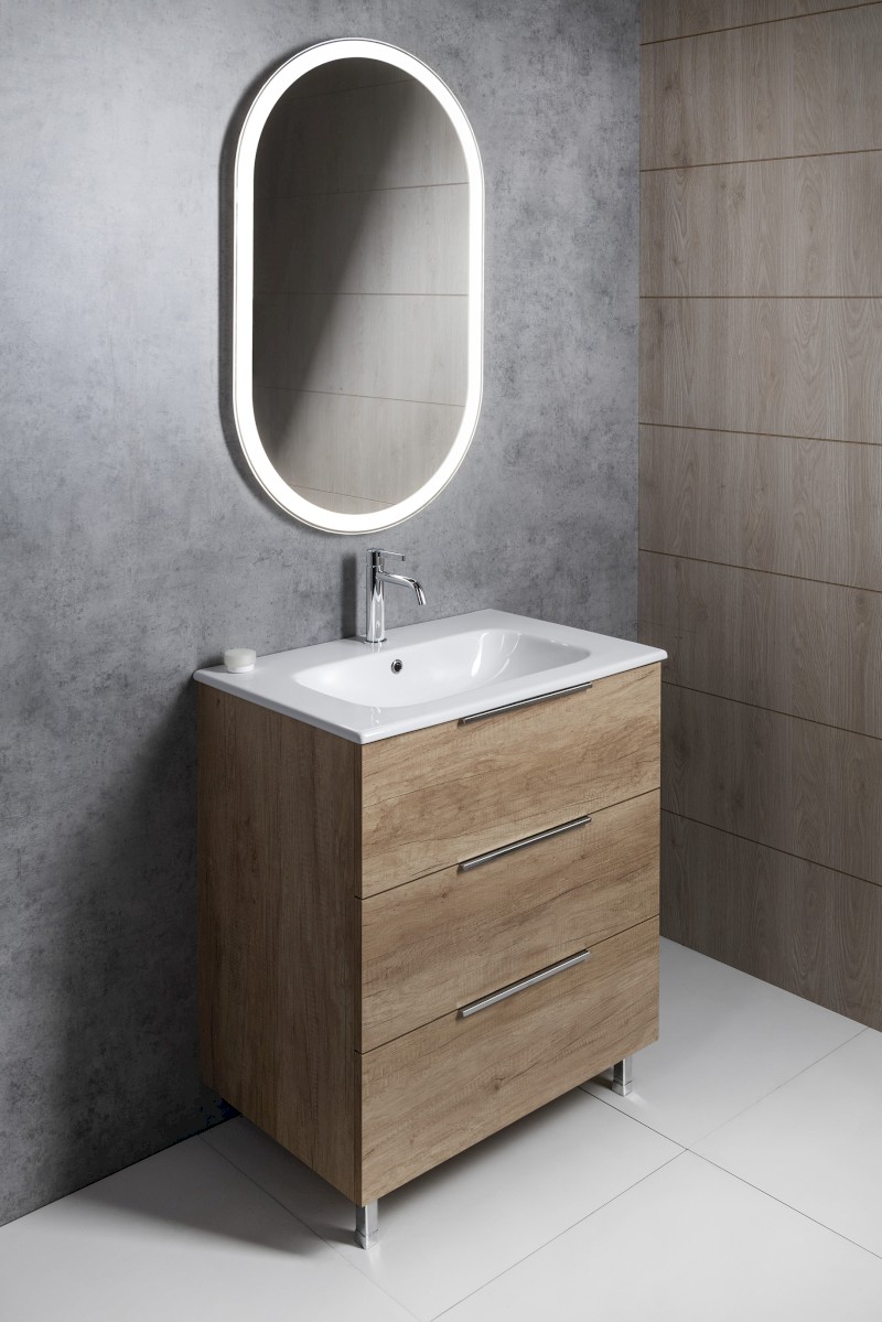 CIRASA umyvadlová skříňka 79,8x75x46cm, 3x zásuvka, borovice rustik CR831-1616