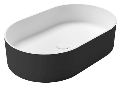 THIN umyvadlo na desku, Rockstone, 55x35cm, carina/bílá mat WN205-41